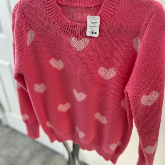 Private Label Sweaters - Private Label Pink and White Heart Sweater